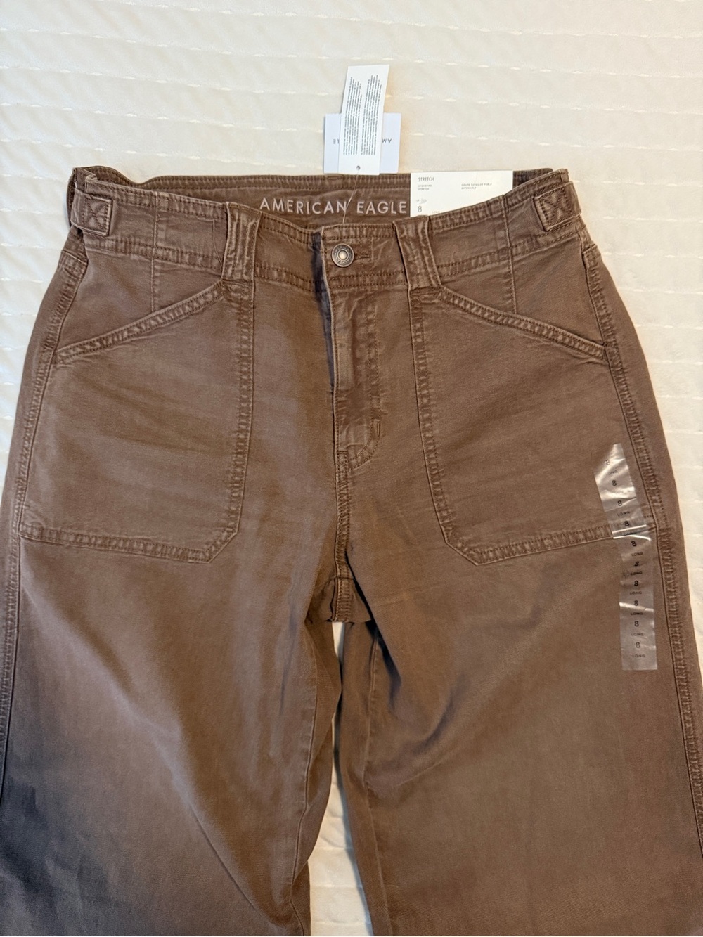 NWT AE Stretch High Waisted Utility Stovepipe Brown Jeans Pants 8L 29W - Picture 5 of 14